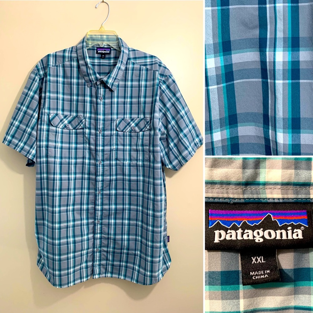 Patagonia men’s plaid lightweight button up short sleeves shirt. Size XXL